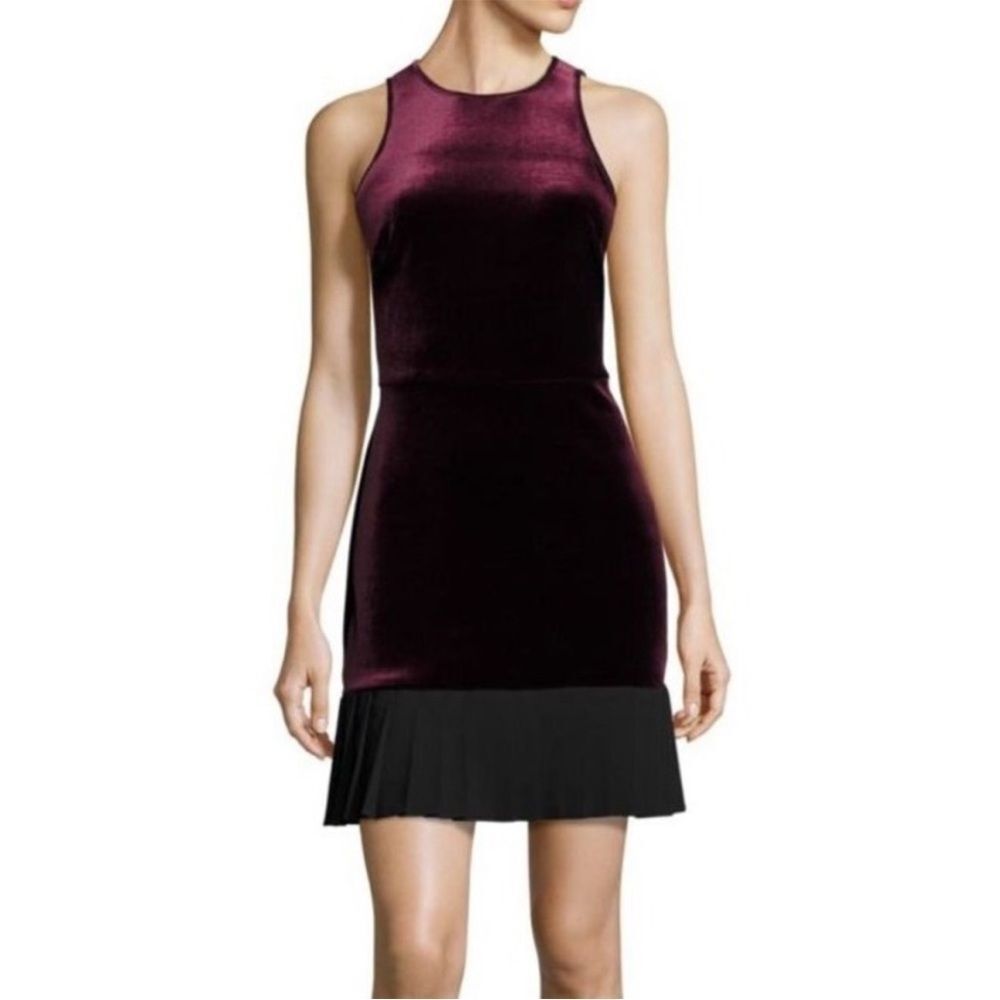 ABS Collection Velvet Pleated Hem Fit & Flare Maroon Dress size 4